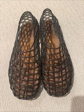 Women's Black Cage Jelly Flats
